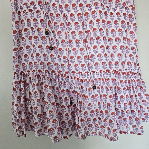 Oliphant Floral Ruffle Mini Dress in Pink and White Size S flaw - Picture 4 of 11